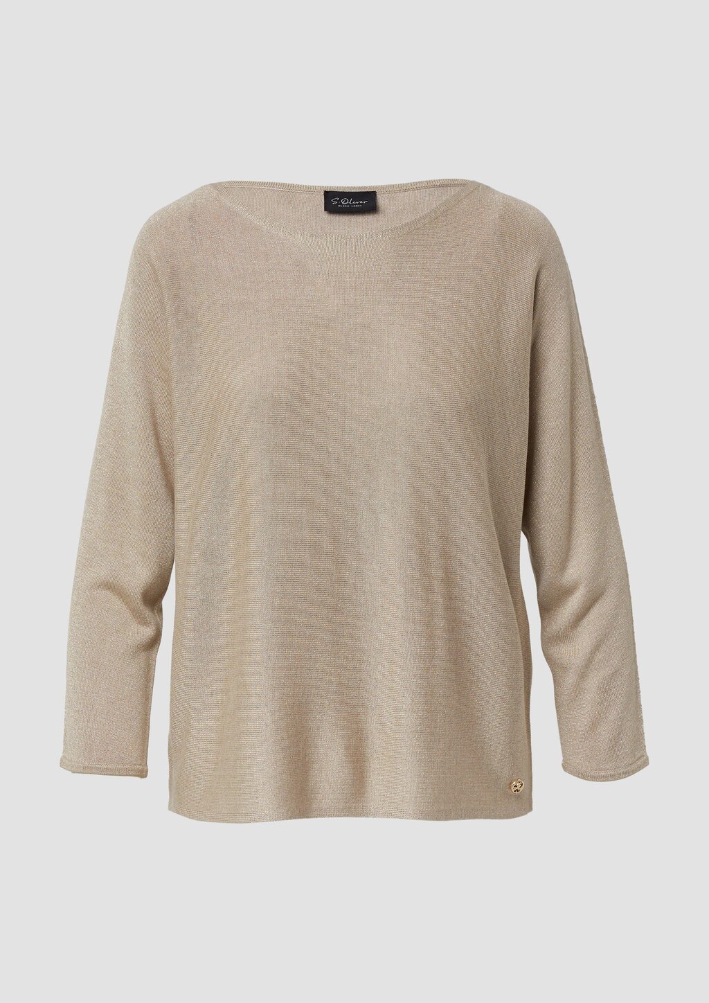 Strickpullover mit Glitzergarn und 3/4-Fledermausärmeln