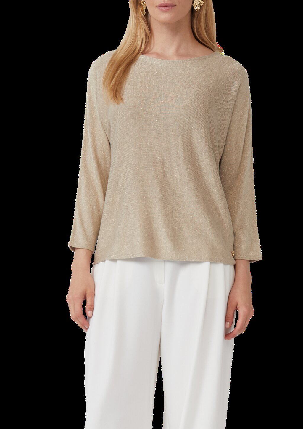 Strickpullover mit Glitzergarn und 3/4-Fledermausärmeln