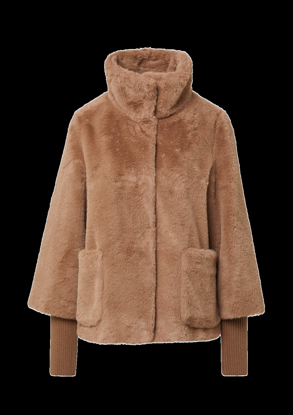 Teddyplüsch-Jacke mit Rippbünchen