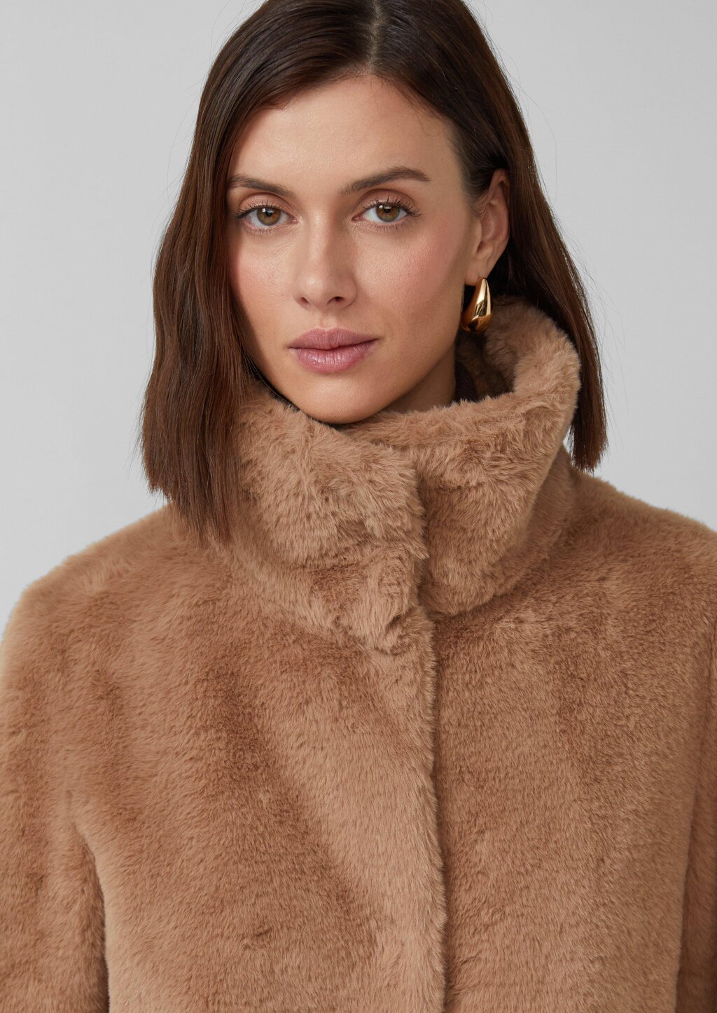 Teddyplüsch-Jacke mit Rippbünchen