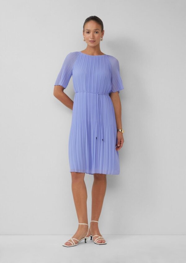 Plissiertes Chiffon-Kleid mit Raglanärmeln