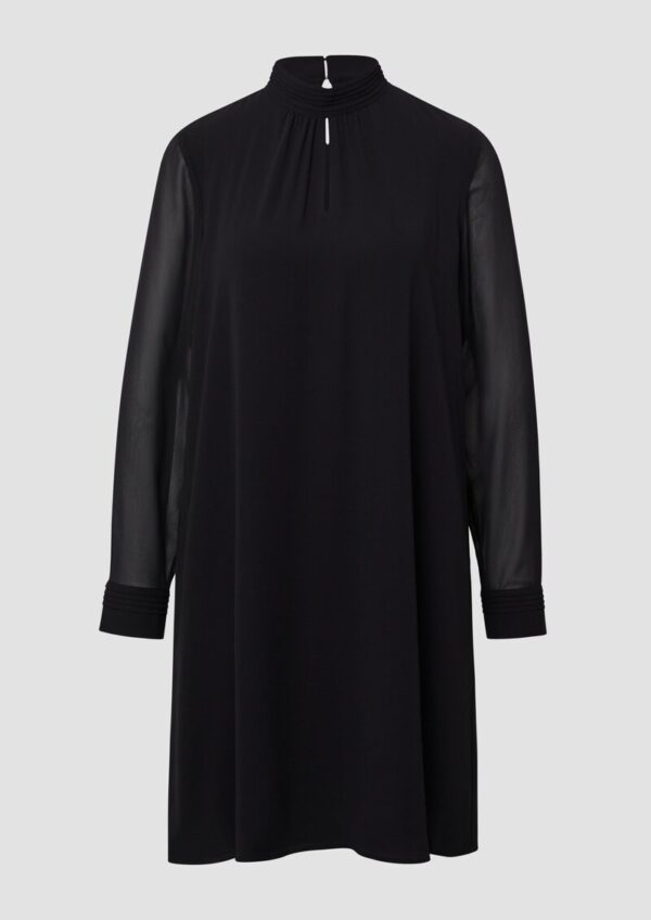 Midikleid mit transparenten Ärmeln und Schlitz am Ausschnitt