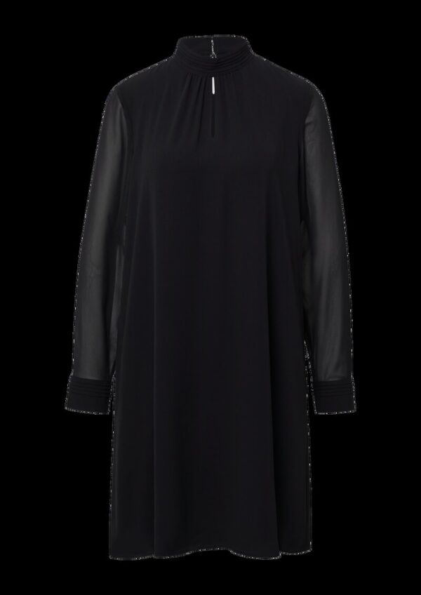 Midikleid mit transparenten Ärmeln und Schlitz am Ausschnitt