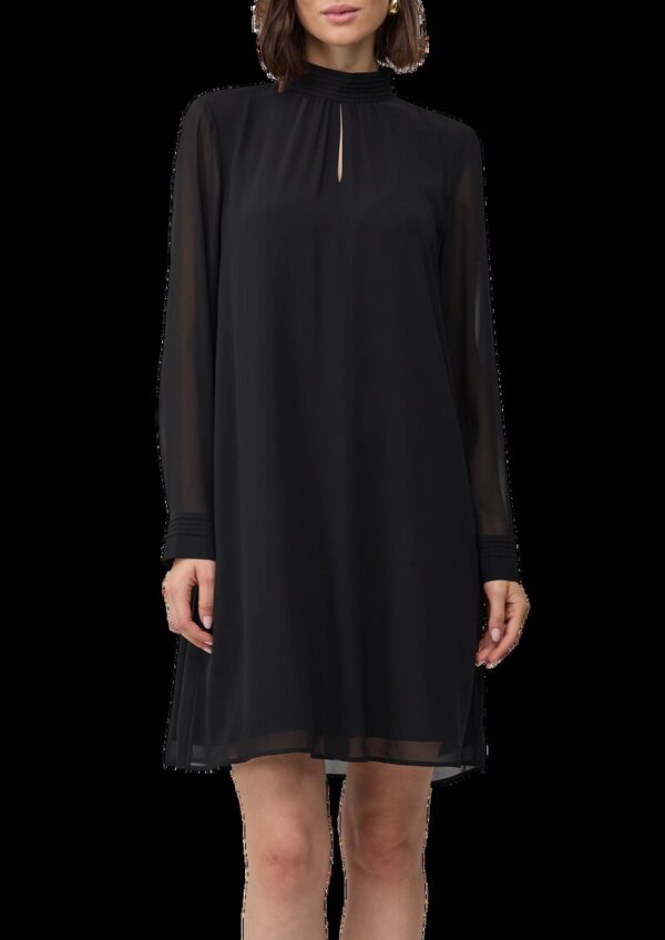 Midikleid mit transparenten Ärmeln und Schlitz am Ausschnitt