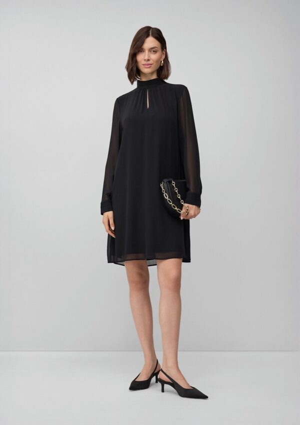 Midikleid mit transparenten Ärmeln und Schlitz am Ausschnitt