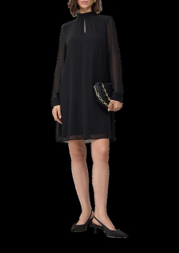 Midikleid mit transparenten Ärmeln und Schlitz am Ausschnitt