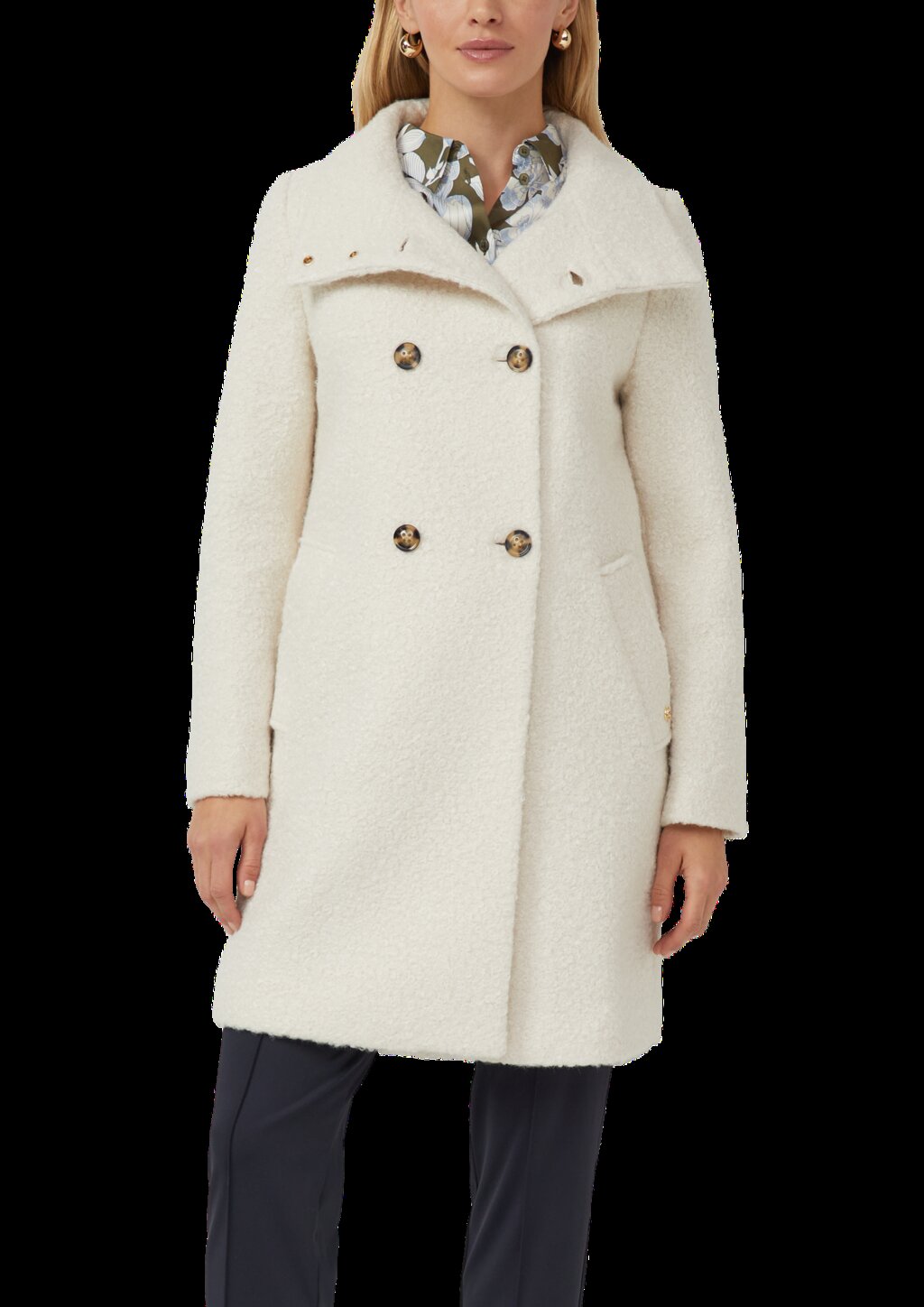 Gefütterter Bouclé-Mantel mit Stehkragen