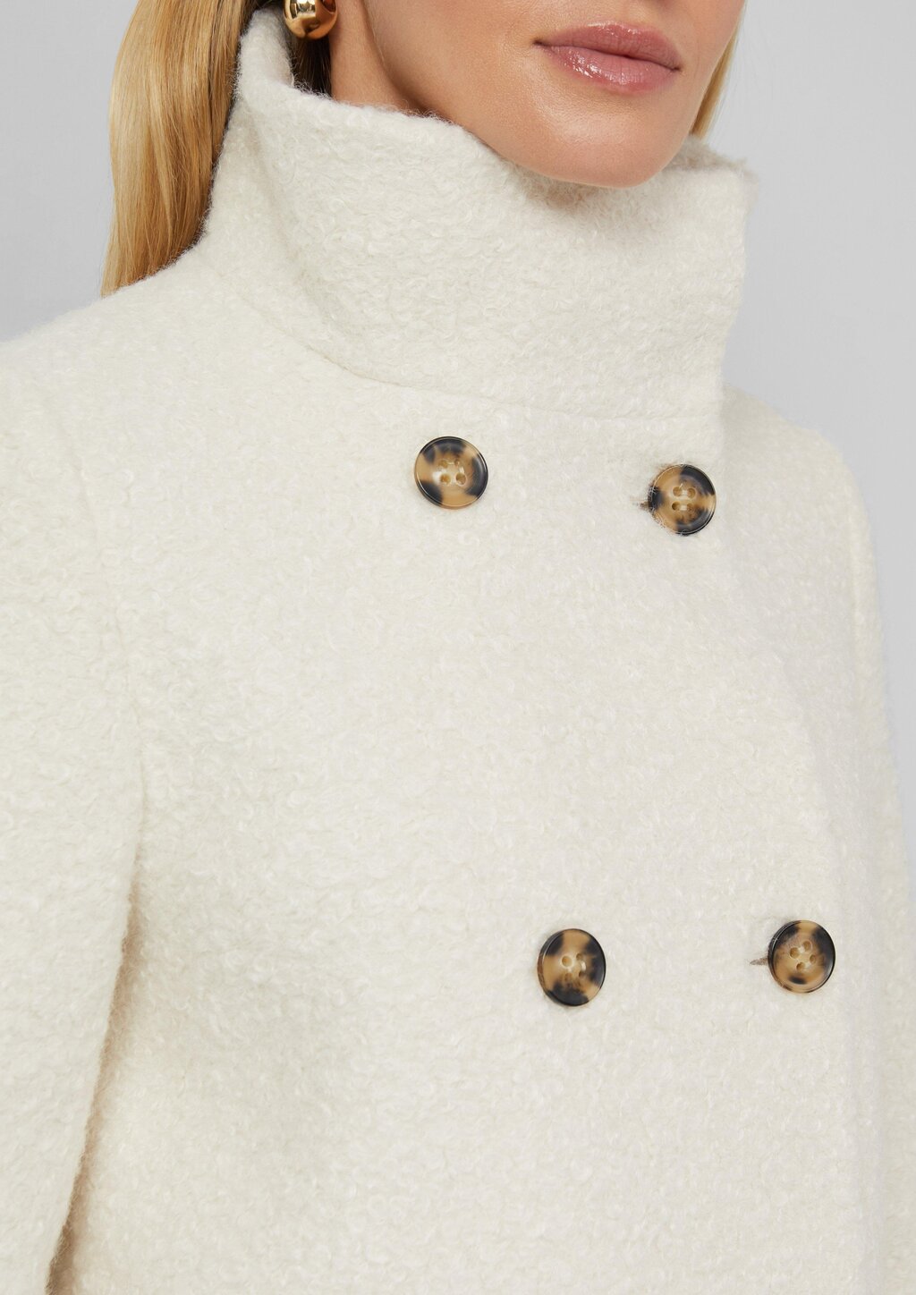 Gefütterter Bouclé-Mantel mit Stehkragen