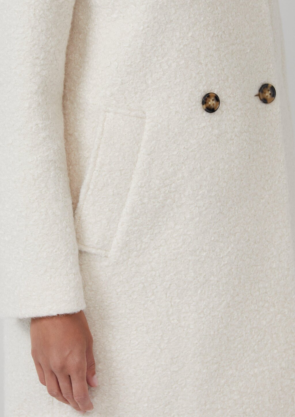 Gefütterter Bouclé-Mantel mit Stehkragen