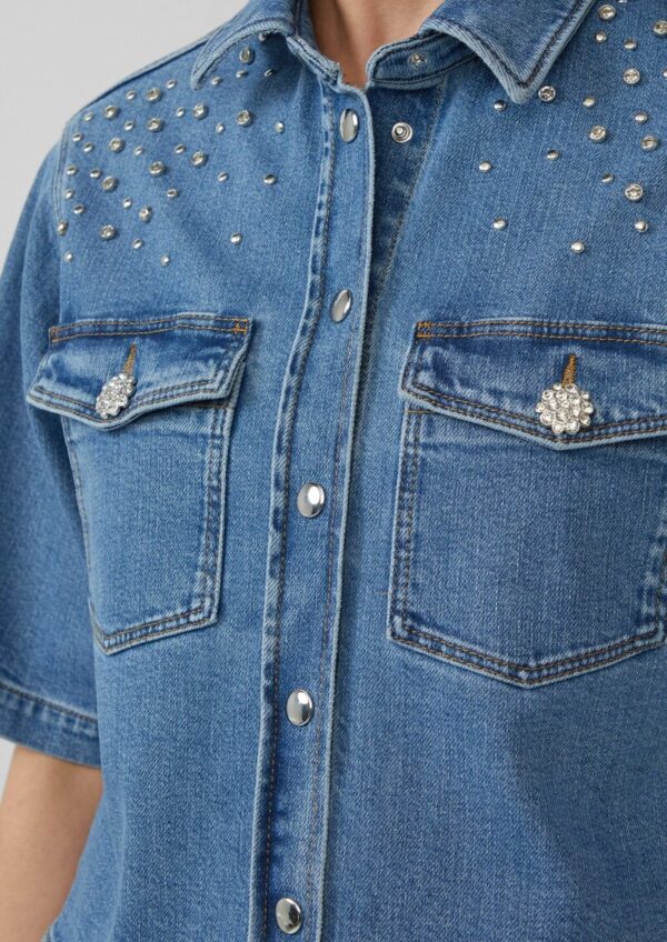 Jeansjacke mit kurzen Ärmeln und Nieten-Details