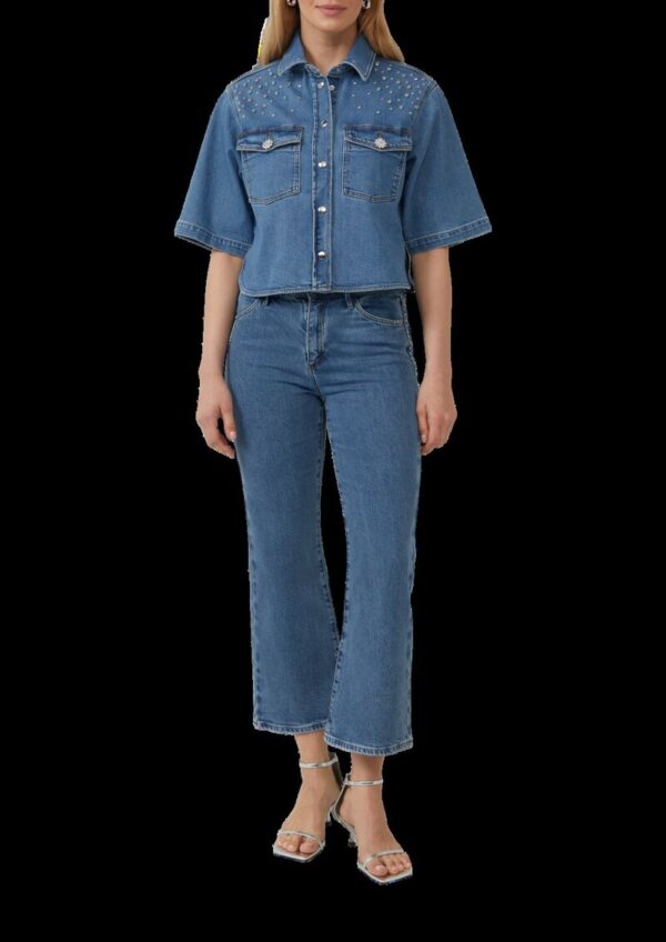 Jeansjacke mit kurzen Ärmeln und Nieten-Details