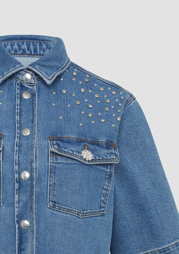Jeansjacke mit kurzen Ärmeln und Nieten-Details