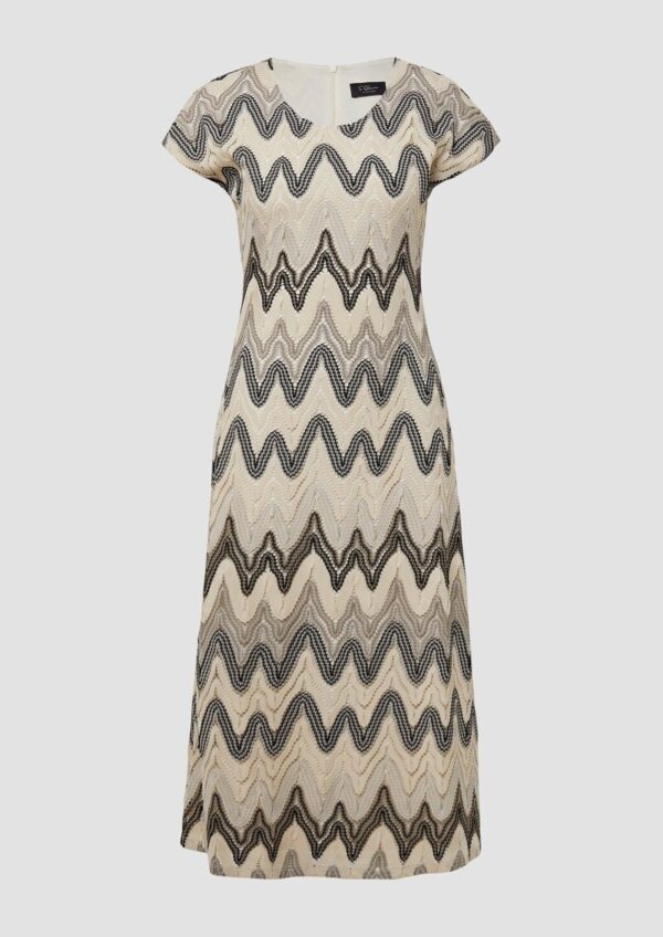 Gemustertes Etuikleid aus Häkeljersey
