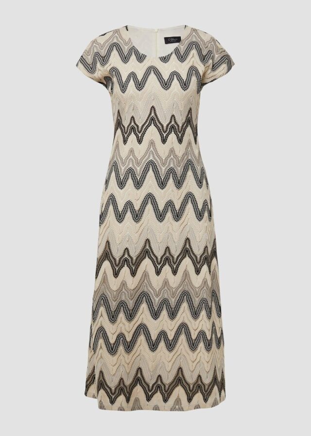 Gemustertes Etuikleid aus Häkeljersey