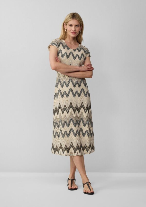 Gemustertes Etuikleid aus Häkeljersey