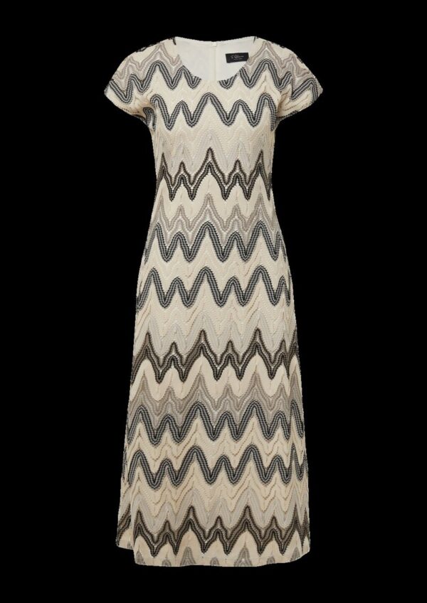 Gemustertes Etuikleid aus Häkeljersey