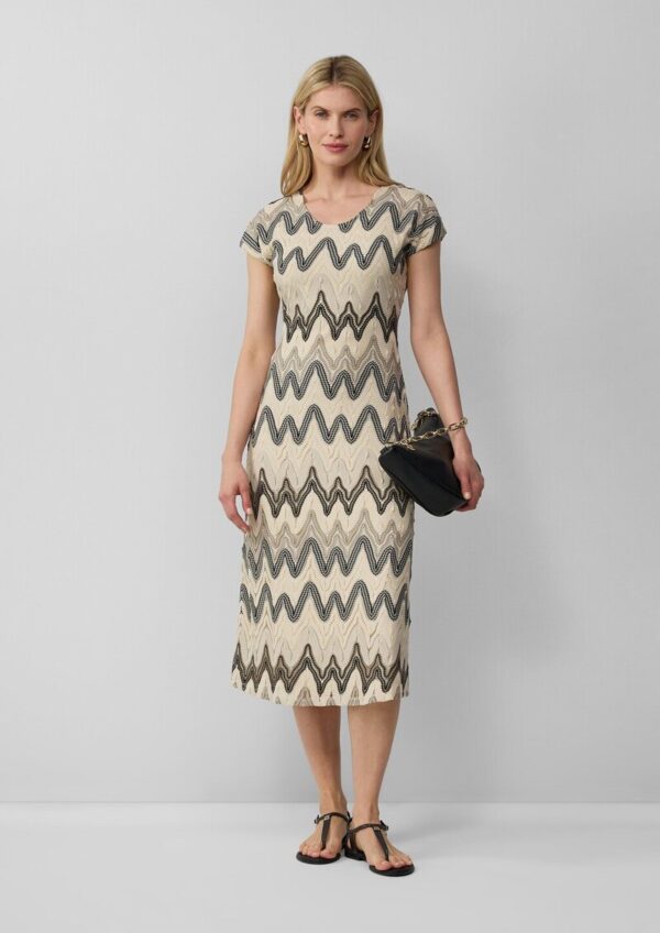 Gemustertes Etuikleid aus Häkeljersey