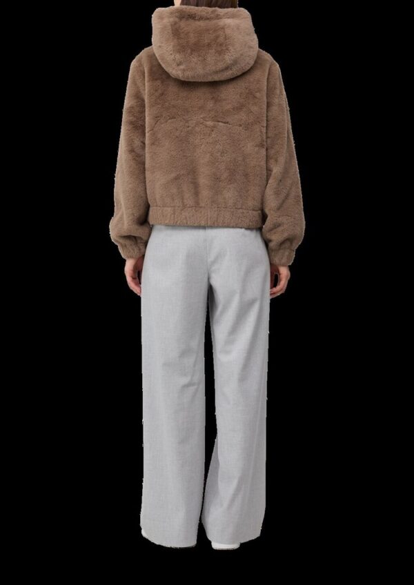 Kapuzenjacke aus Fellimitat mit elastischem Saum