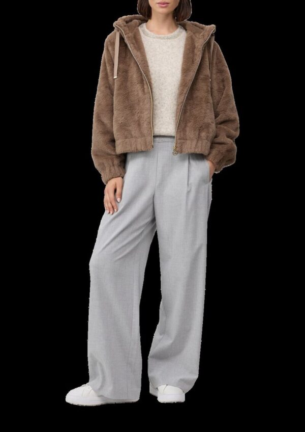 Kapuzenjacke aus Fellimitat mit elastischem Saum