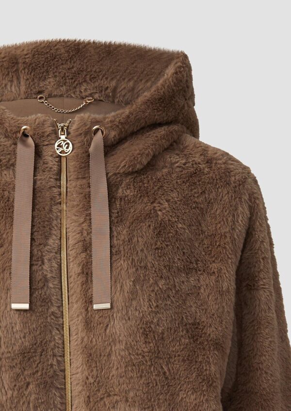 Kapuzenjacke aus Fellimitat mit elastischem Saum