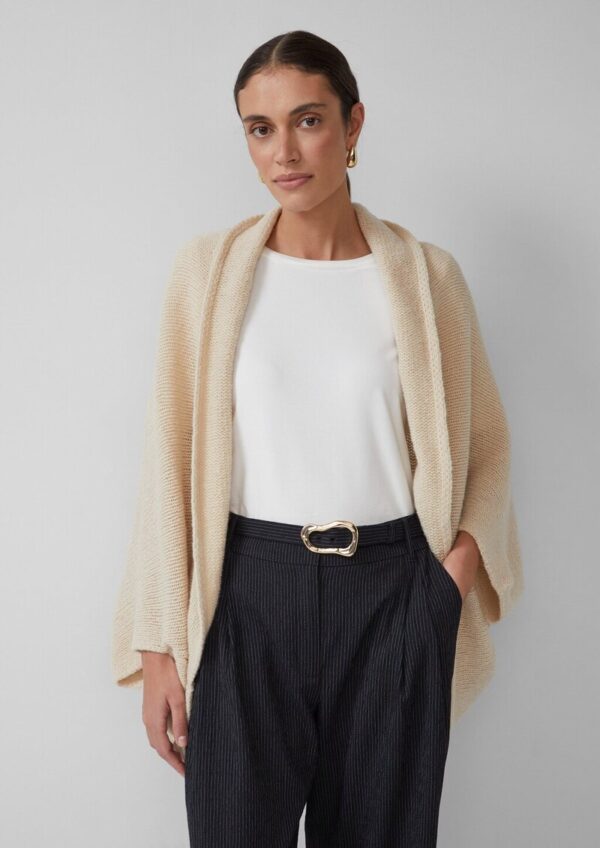 Offene Grobstrickjacke mit Schalkragen