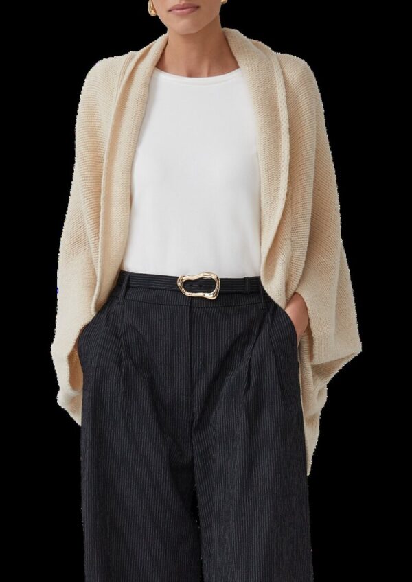 Offene Grobstrickjacke mit Schalkragen