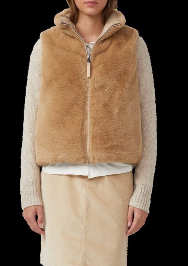 Wendbare Steppweste mit Fell