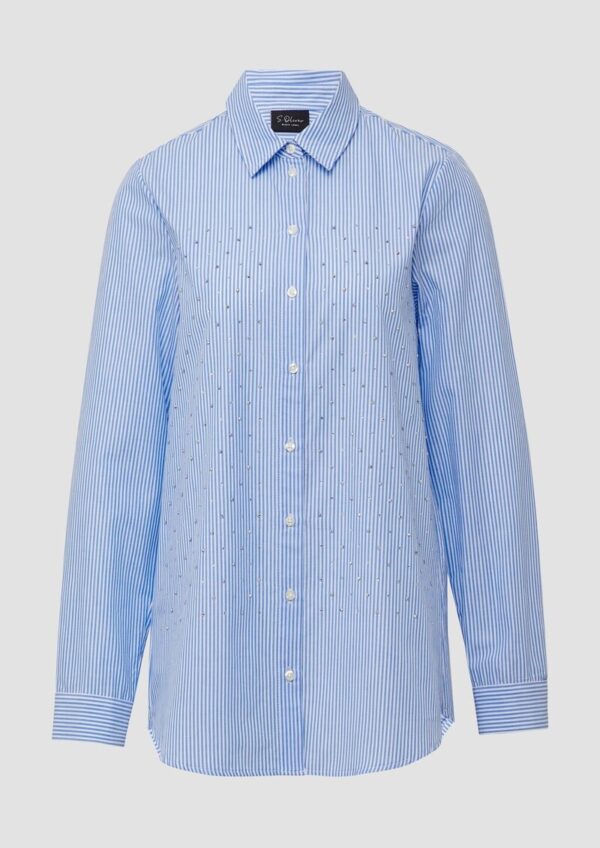 Gestreifte Hemdbluse mit Strasssteinen