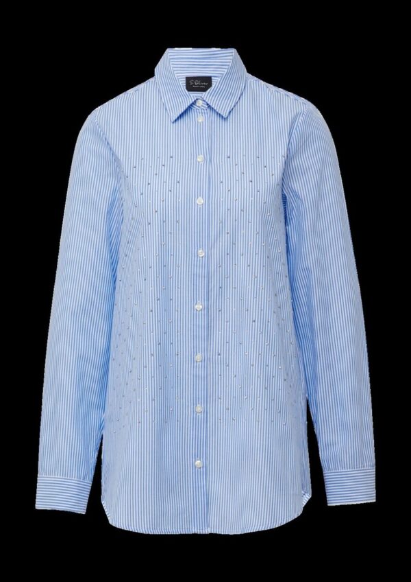 Gestreifte Hemdbluse mit Strasssteinen