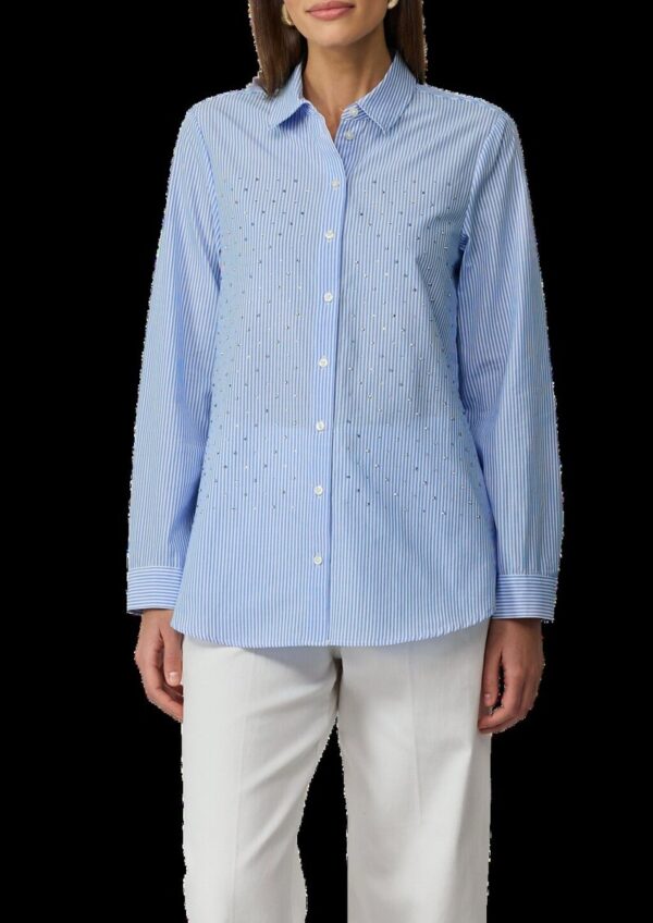 Gestreifte Hemdbluse mit Strasssteinen