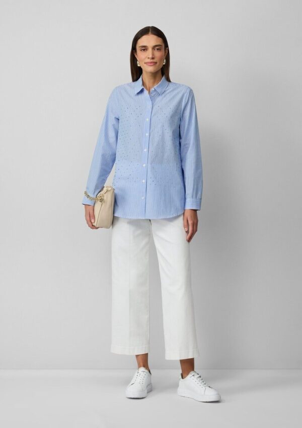 Gestreifte Hemdbluse mit Strasssteinen