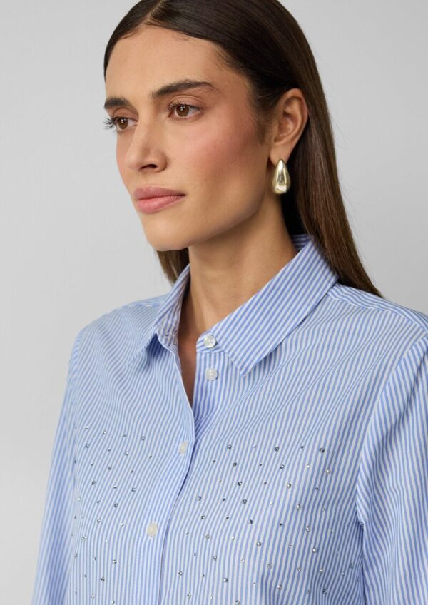 Gestreifte Hemdbluse mit Strasssteinen