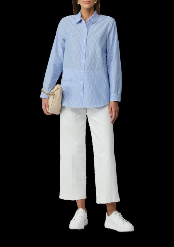 Gestreifte Hemdbluse mit Strasssteinen