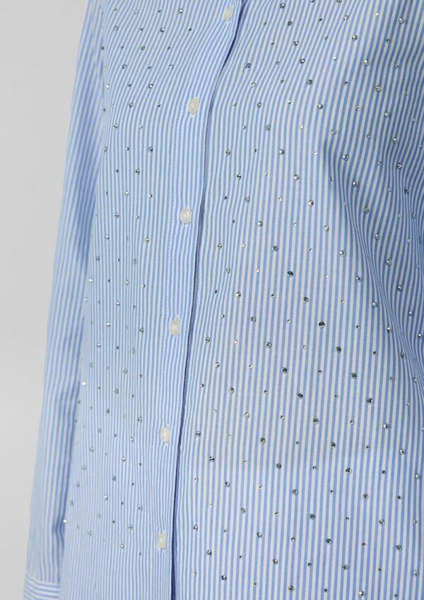 Gestreifte Hemdbluse mit Strasssteinen