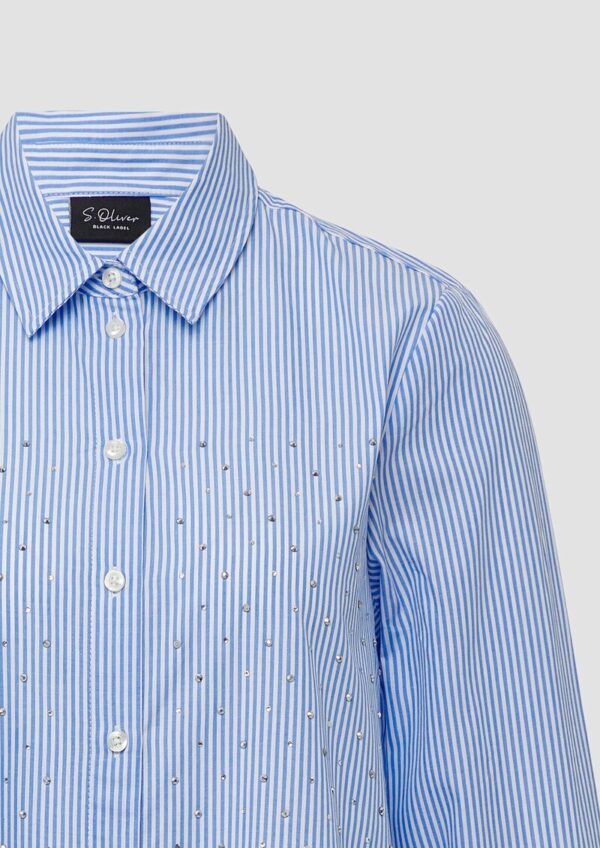 Gestreifte Hemdbluse mit Strasssteinen