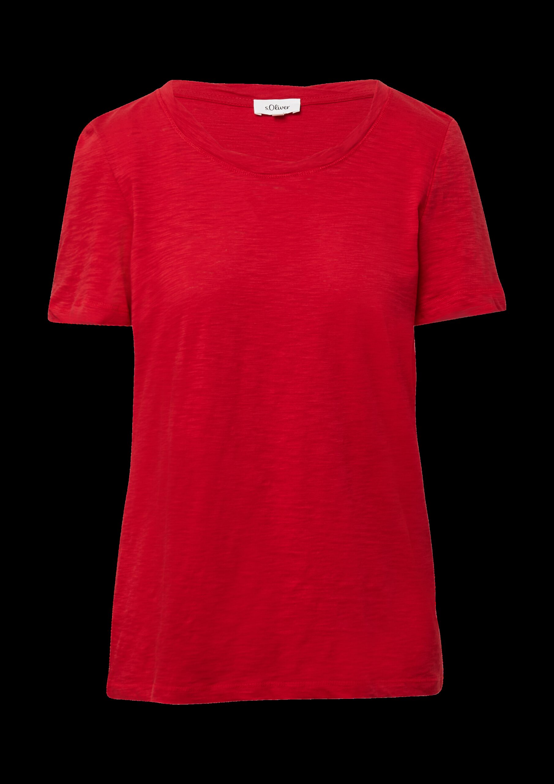 T-Shirt mit Flammgarnstruktur und Ausschnitt-Detail