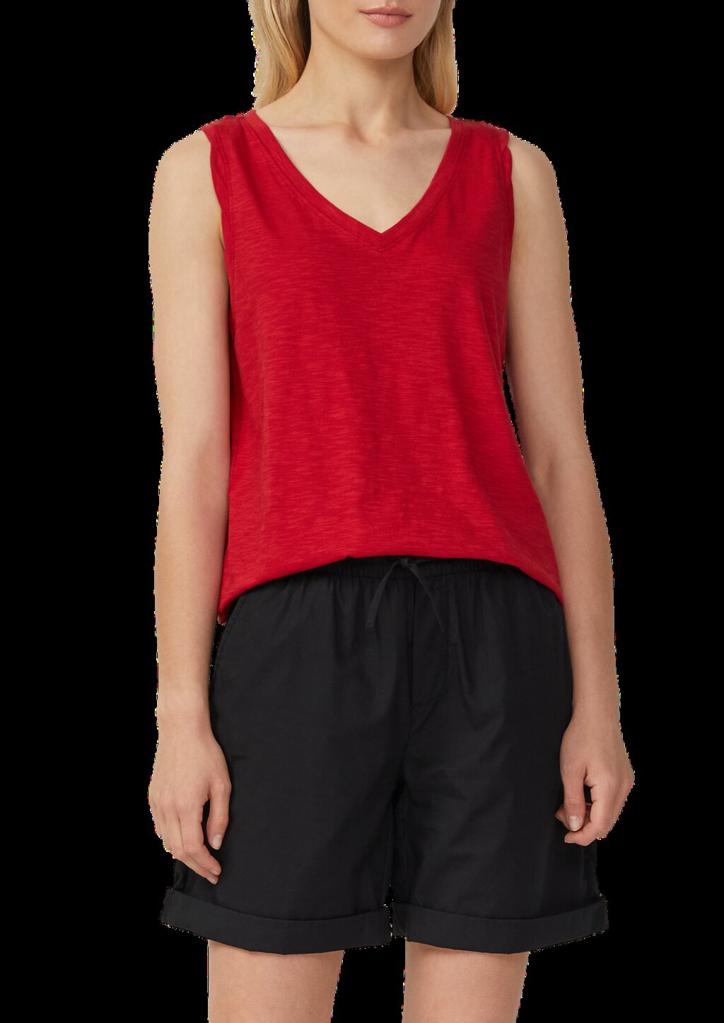 Top mit Flammgarnstruktur und V-Ausschnitt