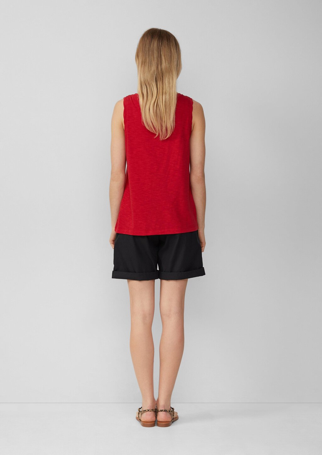 Top mit Flammgarnstruktur und V-Ausschnitt