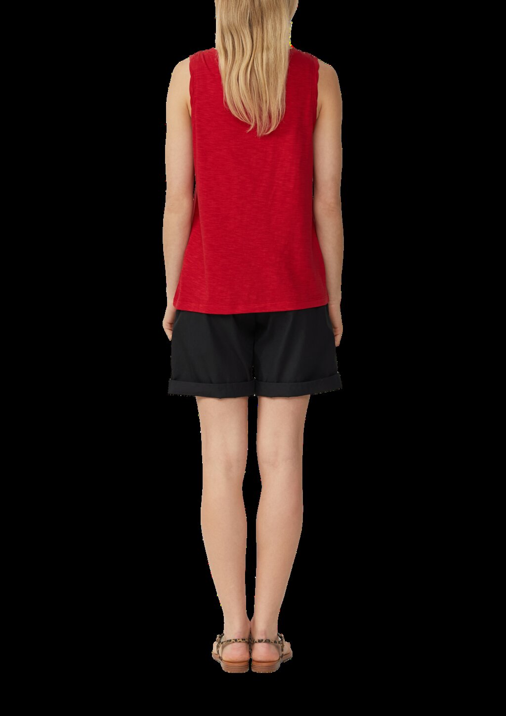 Top mit Flammgarnstruktur und V-Ausschnitt