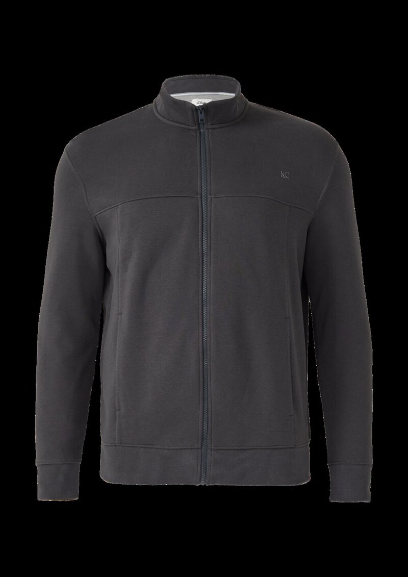 Sweatjacke mit Stehkragen und Label-Print