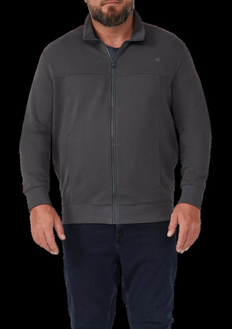 Sweatjacke mit Stehkragen und Label-Print