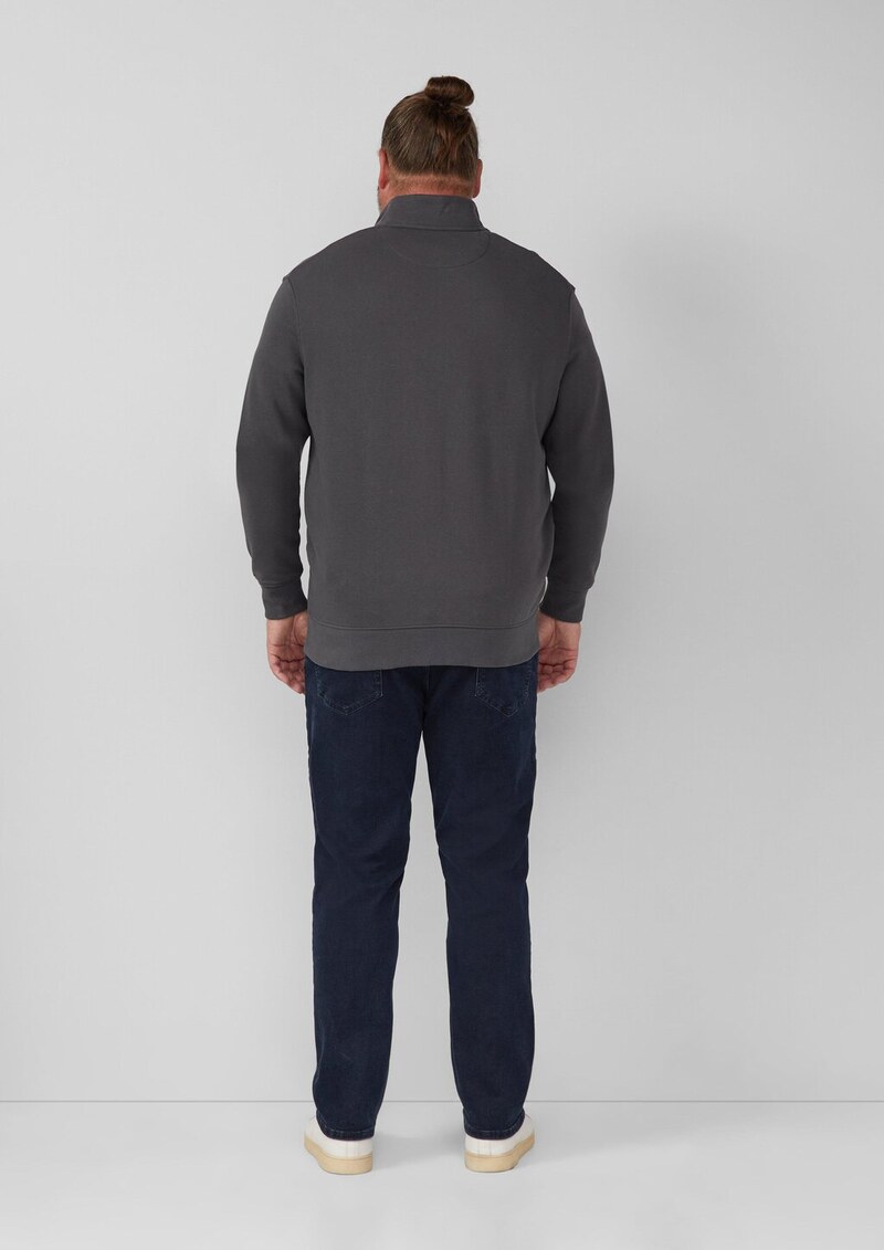 Sweatjacke mit Stehkragen und Label-Print