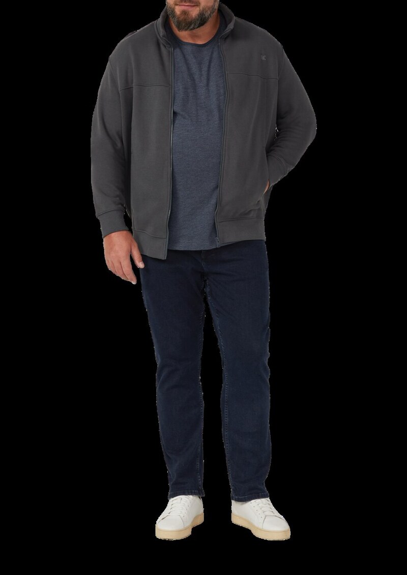 Sweatjacke mit Stehkragen und Label-Print