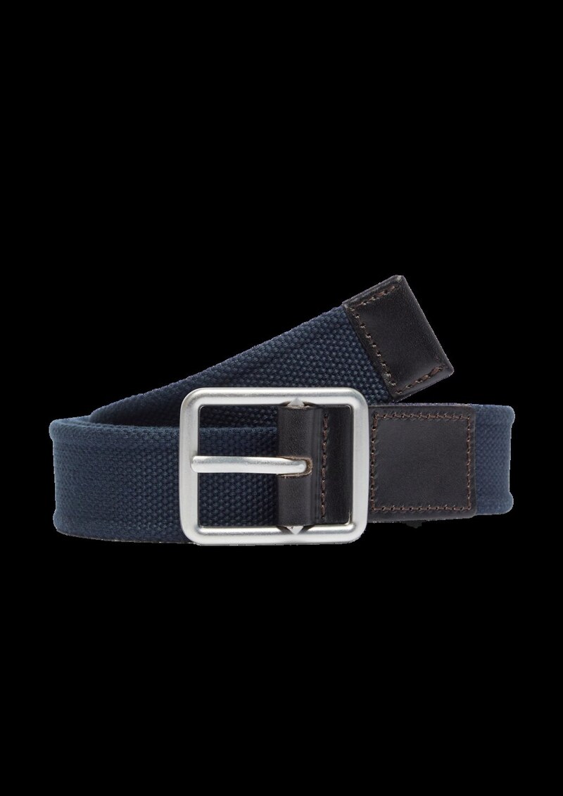 Textilgürtel mit Dornschließe und Echtleder-Details