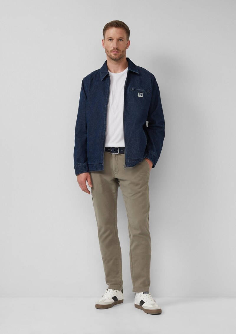 Textilgürtel mit Dornschließe und Echtleder-Details