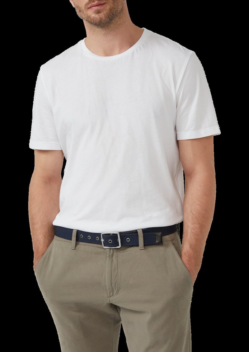 Textilgürtel mit Dornschließe und Echtleder-Details