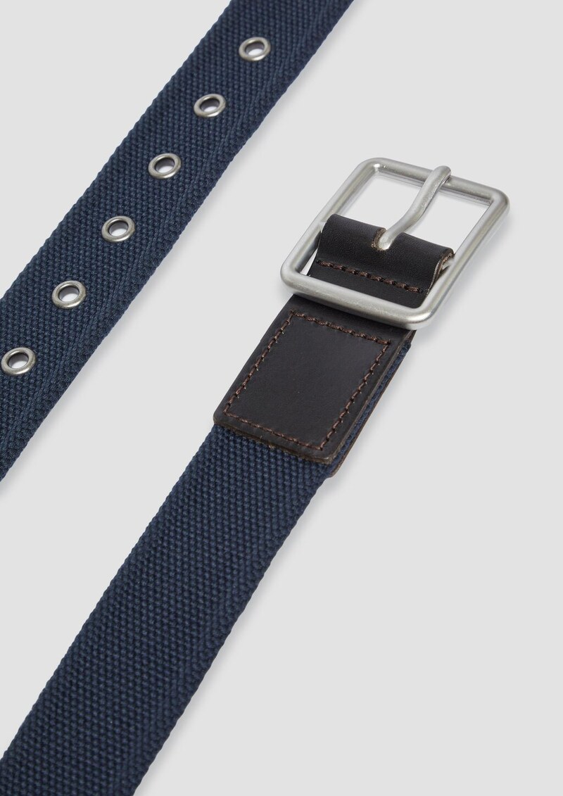 Textilgürtel mit Dornschließe und Echtleder-Details