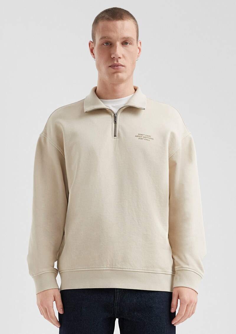 Gewaschener Sweat-Troyer mit Brustprint