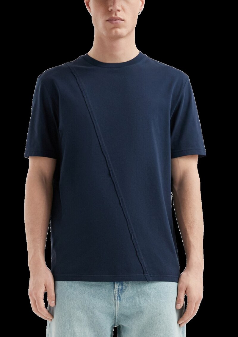 Rundhals-T-Shirt mit asymmetischer Teilungsnaht