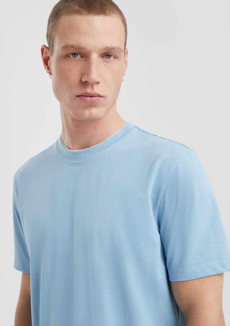 T-Shirt aus Melange-Jersey mit Layering-Detail